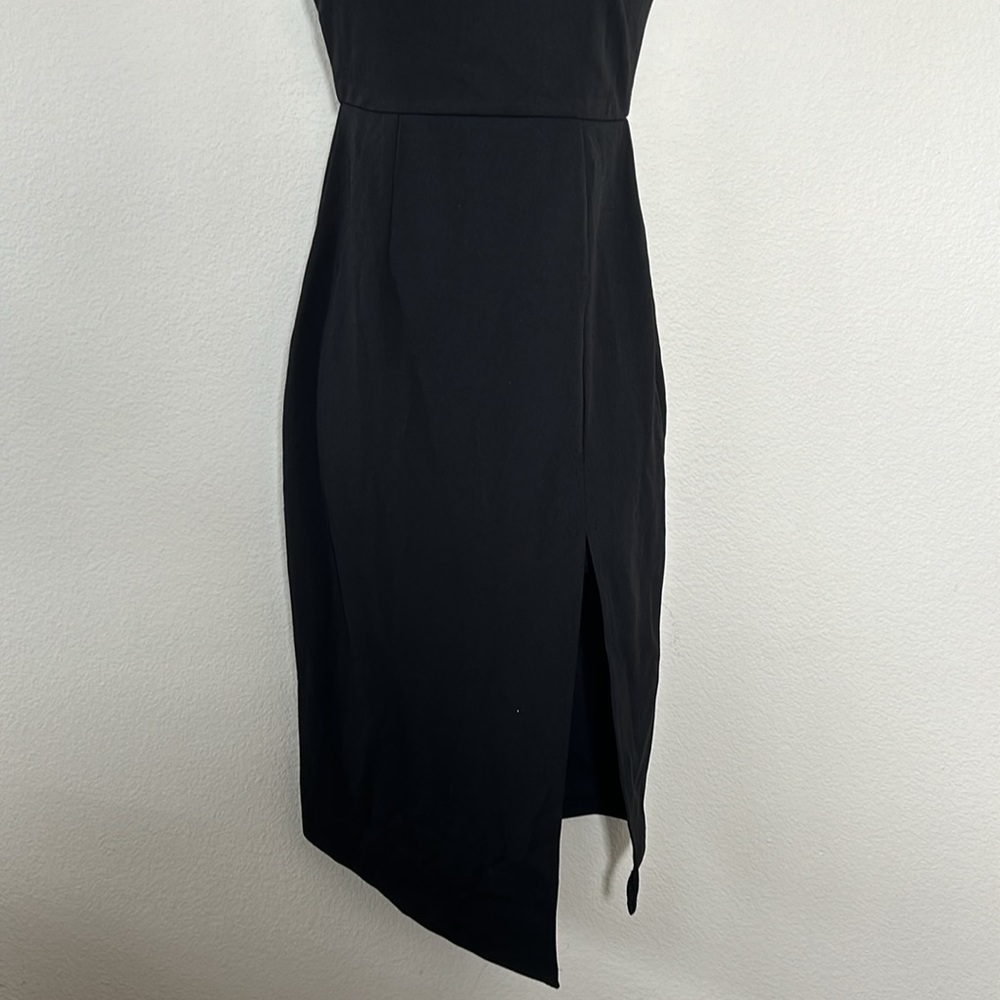 Princess Polly Black Aero Asymmetric Side Slit Midi Dress - Picture 6 of 11